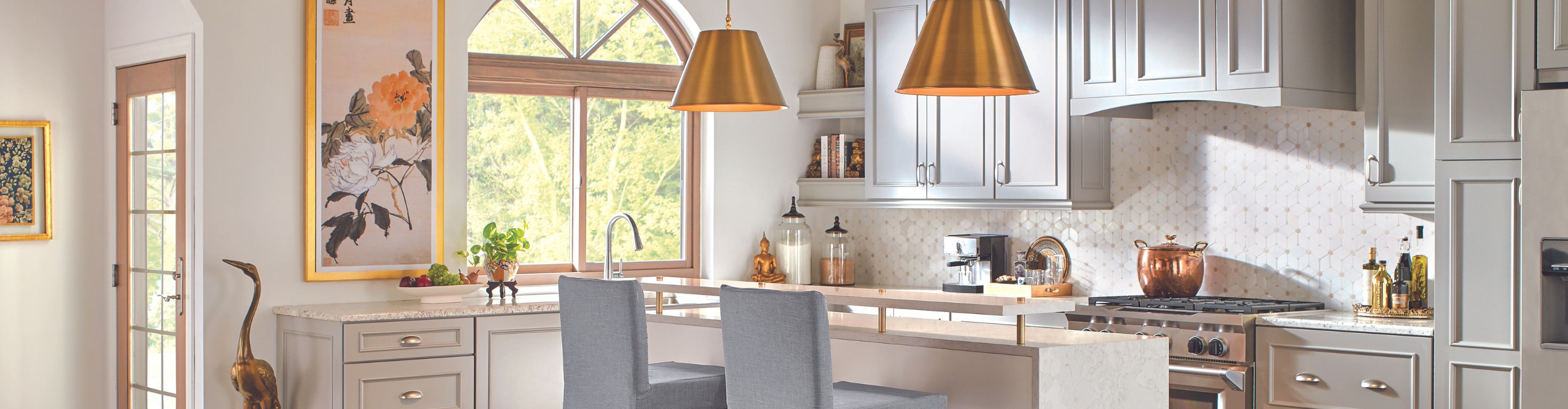 beautiful backsplash tiles in a bright kitchen